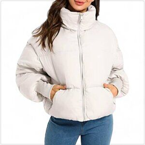 Orolay Womens Winter Oversized Short Down Jacket Crop Zip Puffer Coat NWT New XS